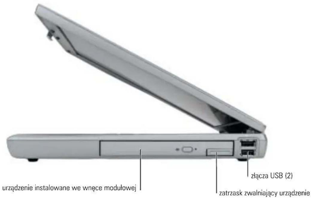 urządzenie instalowane we wnęce modułowej złącza USB (2) zatrzask zwalniający urządzenie