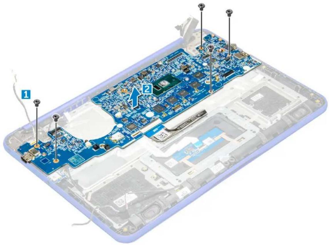 DELL Chromebook 13 3380 - Sådan fjernes systemkortet - 3