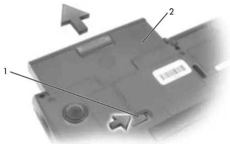 DELL Latitude C640 - Az akkumulátor eltávolítása - 2