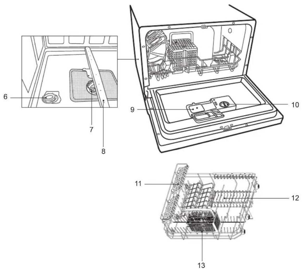 Technical diagram of a laptop with numbered parts for identification and assembly reference.