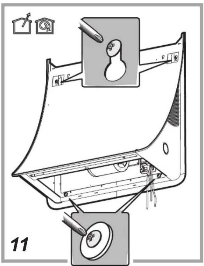 Technical diagram of a refrigerator interior with labeled components and parts, including hand tools and a close-up view of the door.