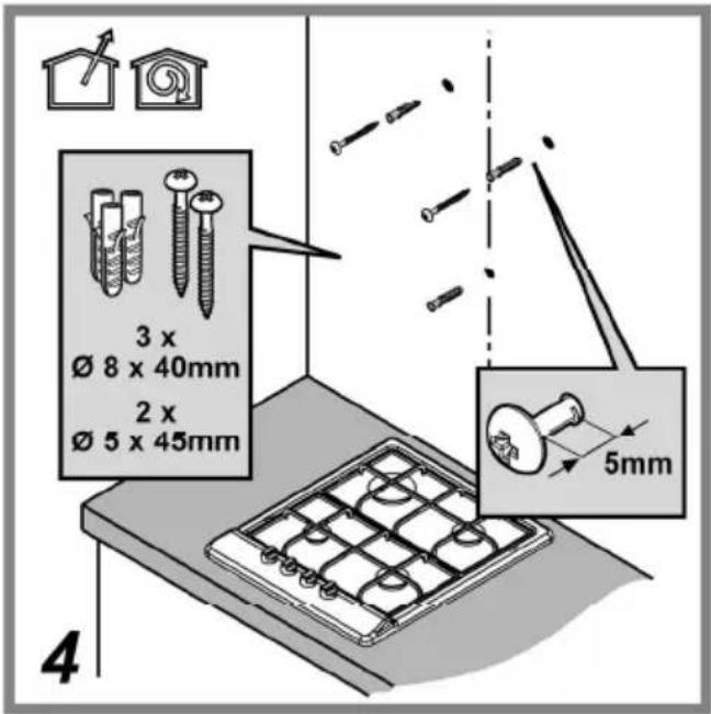 3 x Ø 8 x 40mm 2 x Ø 5 x 45mm 5mm 4