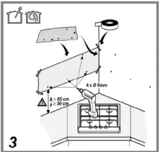4 x Ø 8mm h ≥ 65 cm ≥ 50 cm 3