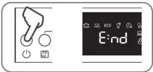 Control panel interface with battery icon and E:nd display showing 'End' status