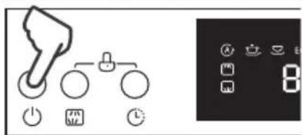 Camera control panel with battery icon, battery connected to lock, and display screen showing 8 selected items