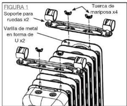 FIGURA 1 Soporte para ruedas x2 Varilla de metal en forma de U x2 Tuerca de mariposa x4