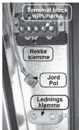 Terminal block with marks Rekke klemme Jord Pol Lednings klemme