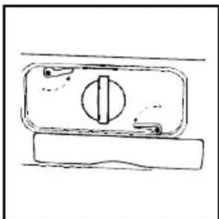 Simple line drawing of a mechanical component with a central circular feature and two attached parts (no text or symbols)