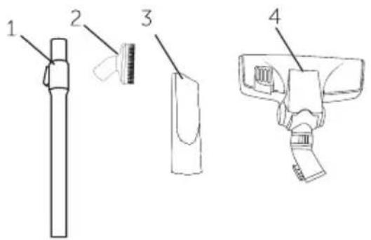 Technical diagram of a mechanical device with numbered parts labeled 1 to 4