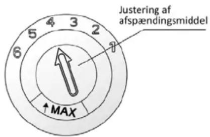 Justering af afspændingsmiddel ↑ MAX