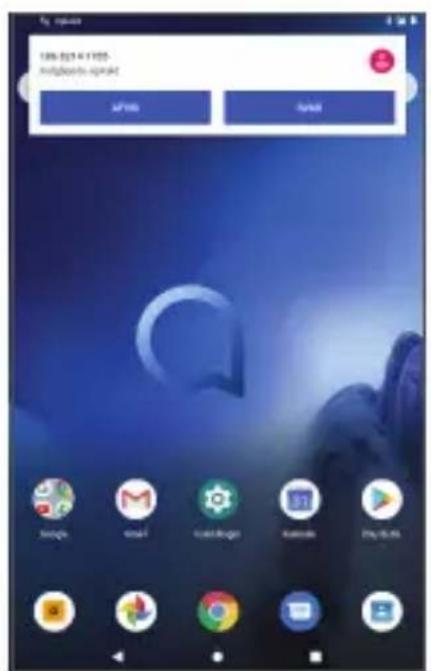 ALCATEL 3T 10 - Besvarelse eller afvisning af et opkald - 1
