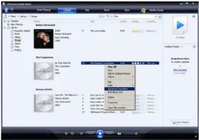 PHILIPS GoGear SA6024 - Sådan redigerer du sangoplysninger via Windows Media Player - 1