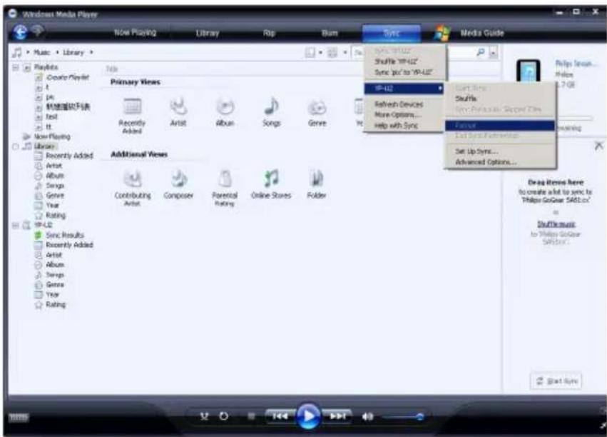 PHILIPS GoGear SA6024 - Sådan formaterer du din afspiller via Windows Media Player - 1
