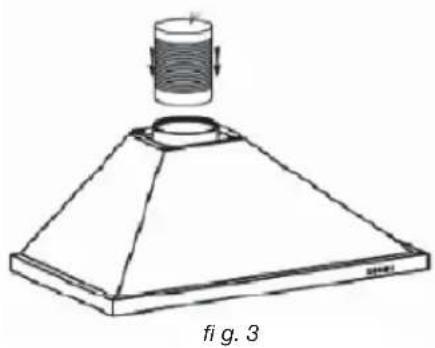 Technical line drawing of a conical lamp or fixture with a cylindrical component above it, labeled 'fig. 3' (no text or symbols on the diagram itself)