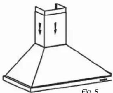 Line drawing of a conical hood with downward arrows indicating compression or force (no text or symbols)