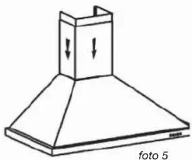 Line drawing of a hood with two downward arrows indicating force or movement (no text or symbols)