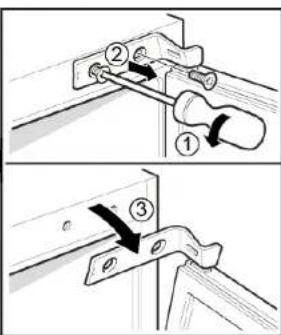 Technical diagram showing two steps of a mechanical clamp or bracketing process with numbered components and directional arrows.
