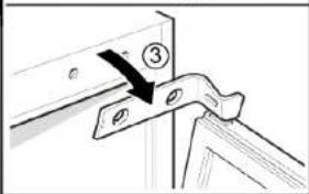 Technical diagram showing a bracket with a labeled connection point and a numbered arrow indicating direction
