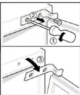 Technical diagram showing two steps of a mechanical clamp or bracketing process with numbered components and directional arrows.