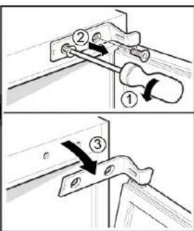 Technical diagram showing two steps of a mechanical clamp or bracketing process with numbered components and directional arrows.