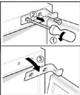 Technical diagram showing two steps of a mechanical clamp or bracketing process with numbered components and directional arrows.