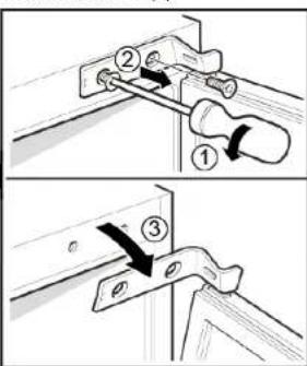 Technical diagram showing two steps of a mechanical clamp or bracketing process with numbered instructions