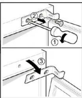 Technical diagram showing two steps of a mechanical clamp or bracketing process with numbered components and directional arrows.