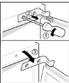 Technical diagram showing two steps of a mechanical clamp or bracketing process with numbered components and directional arrows.