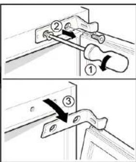 Technical diagram showing two steps of a mechanical clamp or bracketing process with numbered components and directional arrows.