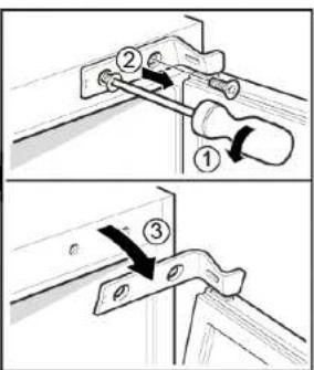 Technical diagram showing two steps of a mechanical clamp or bracketing process with numbered components and directional arrows.