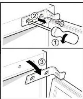 Technical diagram showing two steps of a mechanical clamp or bracketing process with numbered components and directional arrows.