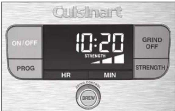 CUISINART DGB-800 - CÓMO FIJAR LA HORA DE ENCENDIDO AUTOMÁTICO - 1