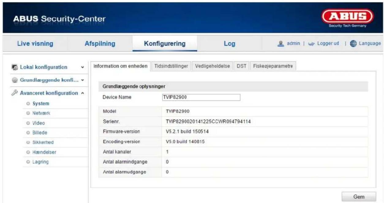 ABUS TVIP82900 - Information om udstyret - 1