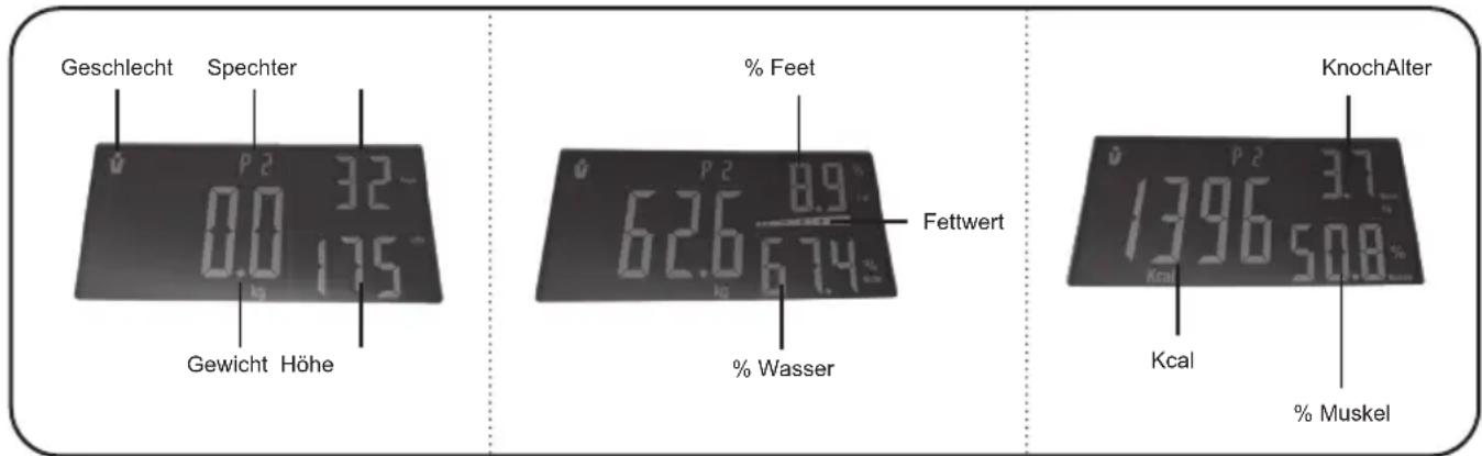 Geschlecht Spechter 0.0 32- 0.0 175- Gewicht Höhe % Feet 626 8.9% Fettwert % Wasser KnochAlter 1396 37- 50.8% Kcal % Muskel
