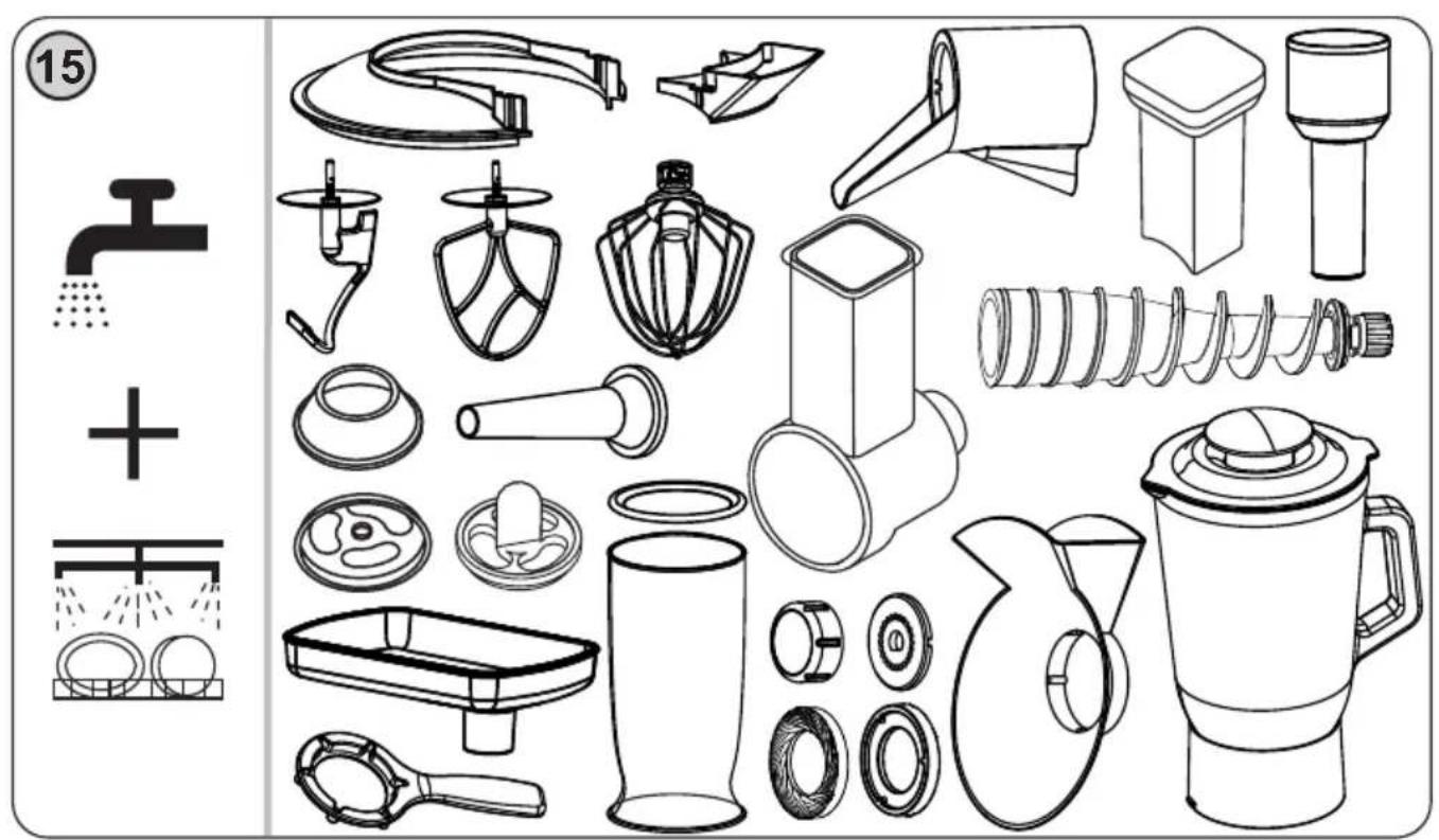 Product catalog page showing various kitchen utensils and kitchen equipment with numbered labels
