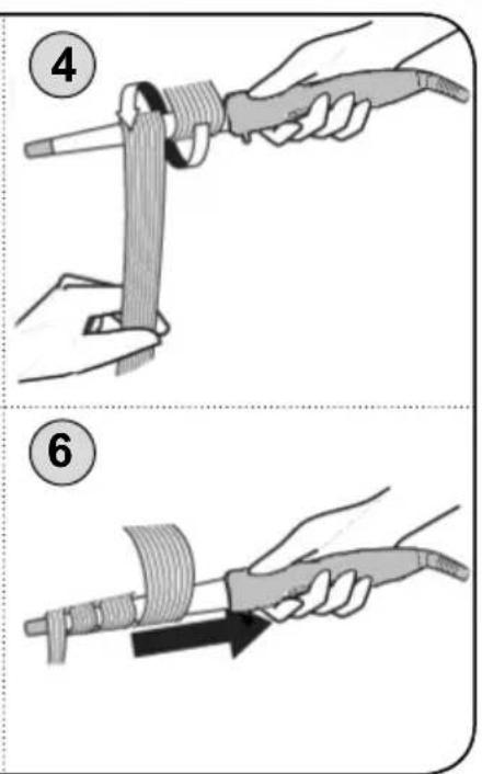 Illustration showing two-step instructions for using a tool, labeled with steps 4 and 6.