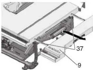 METABO TS 254 M - Az asztalszélesítő beállítása - 1