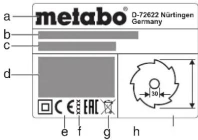 METABO TS 254 M - Symboler på maskinen - 1