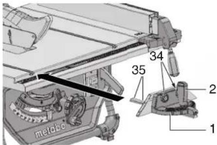 METABO TS 254 M - Ställa in tväranslaget - 1