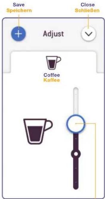 Save Speichern Close Schließen Adjust Coffee Kaffee