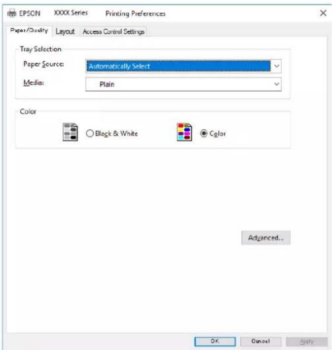 EPSON EcoTank ET-5880 - Udskrivning af et dokument vha. PostScript-printerdriveren (Windows) - 1