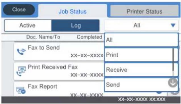 EPSON EcoTank ET-5880 - Funktion: Status eller logfiler for faxjob - 1
