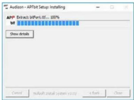 Audison - APFbit Setup: Installing APF Extract: bitFont, ttf... 100% bit Show details Cancel Nullsoft installed system v234 + flick Close