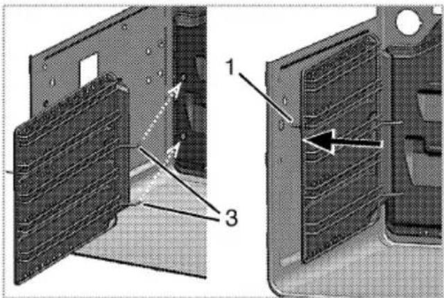 Technical diagram showing a mechanical component with labeled parts 1, 2, and 3, likely illustrating assembly or assembly steps.