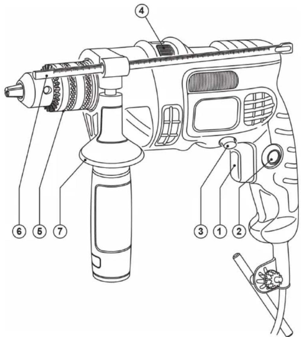 Technical diagram of a drill bit with numbered parts for identification