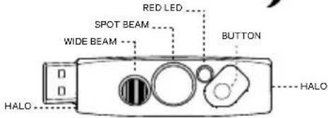 RED LED SPOT BEAM WIDE BEAM BUTTON HALO HALO