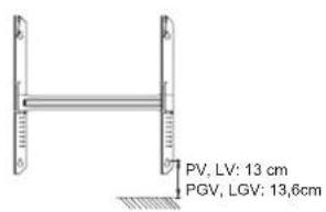 PV, LV: 13 cm PGV, LGV: 13,6cm
