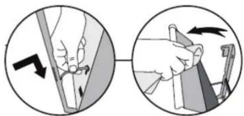 Two circular diagrams showing hand positioning and tool movement, no text or symbols present