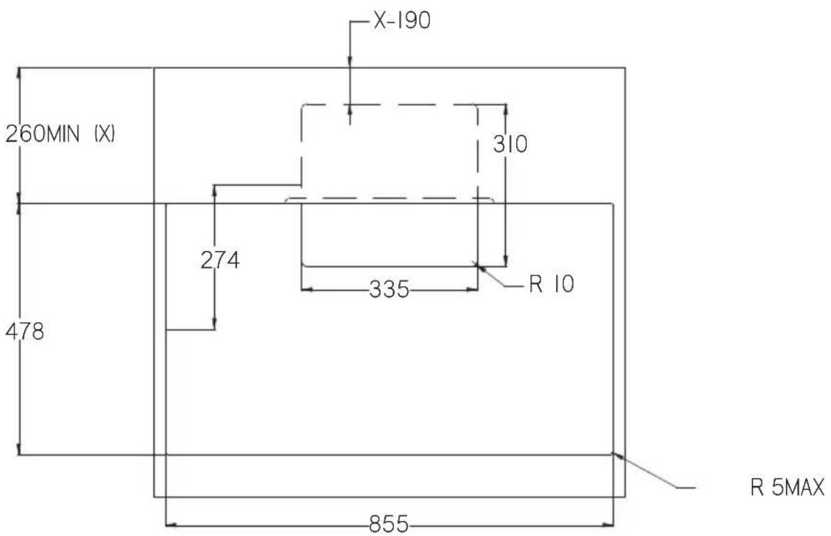 X-190 260MIN (X) 310 274 335 R 10 478 855 R 5MAX