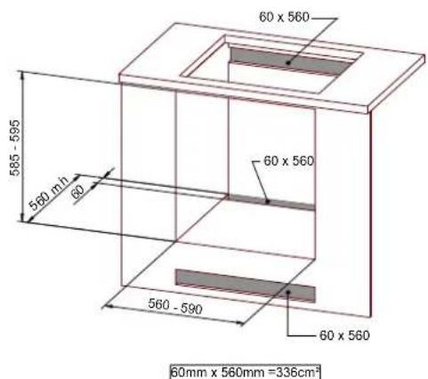60 x 560 60 x 560 585 - 595 580 m h 60 560 - 590 60 x 560 60mm x 560mm =336cm²